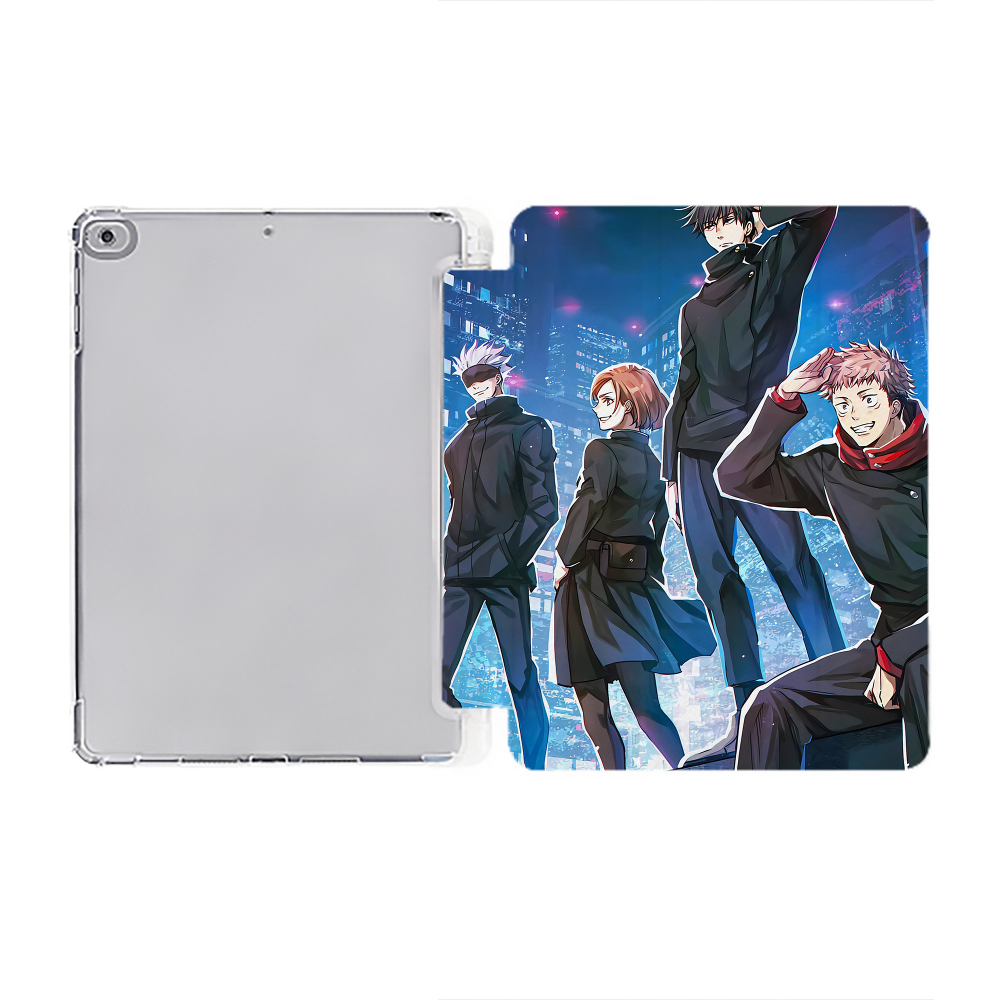 （画像用） 呪術廻戦 Jujutsu Kaisen IPad ケース ペン収納付き 三つ折りスタンド PUレザー×シリコン 対応機種9.5/10.5/10.9インチ